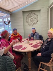 Christmas lunch  2022  - Chris M, Jackie, Jill E, and Celia